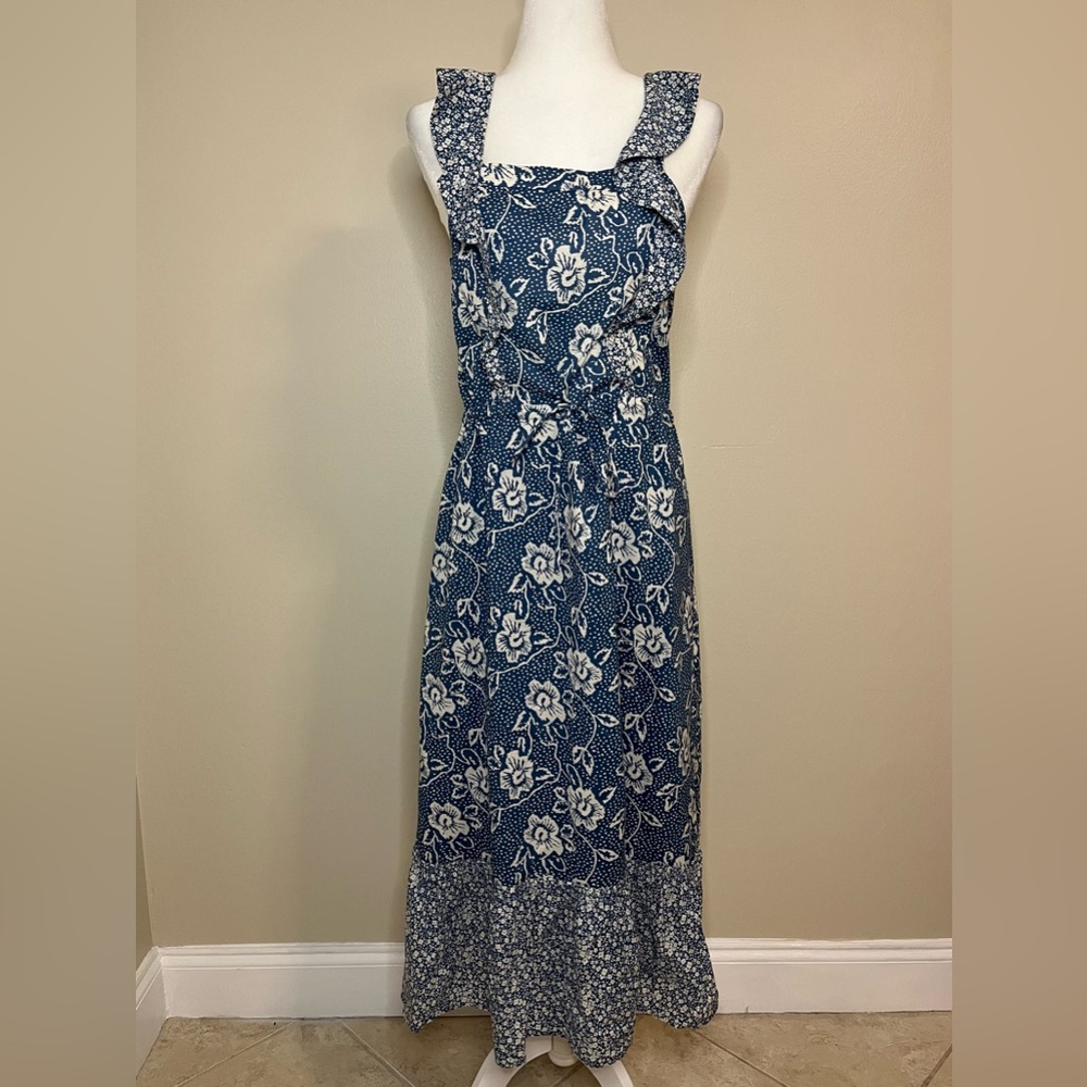 PAIGE Poppy Floral Ruffle Midi Dress
